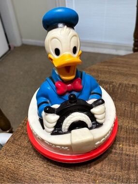 Vintage Donald Duck Plastic Figure with Red Base